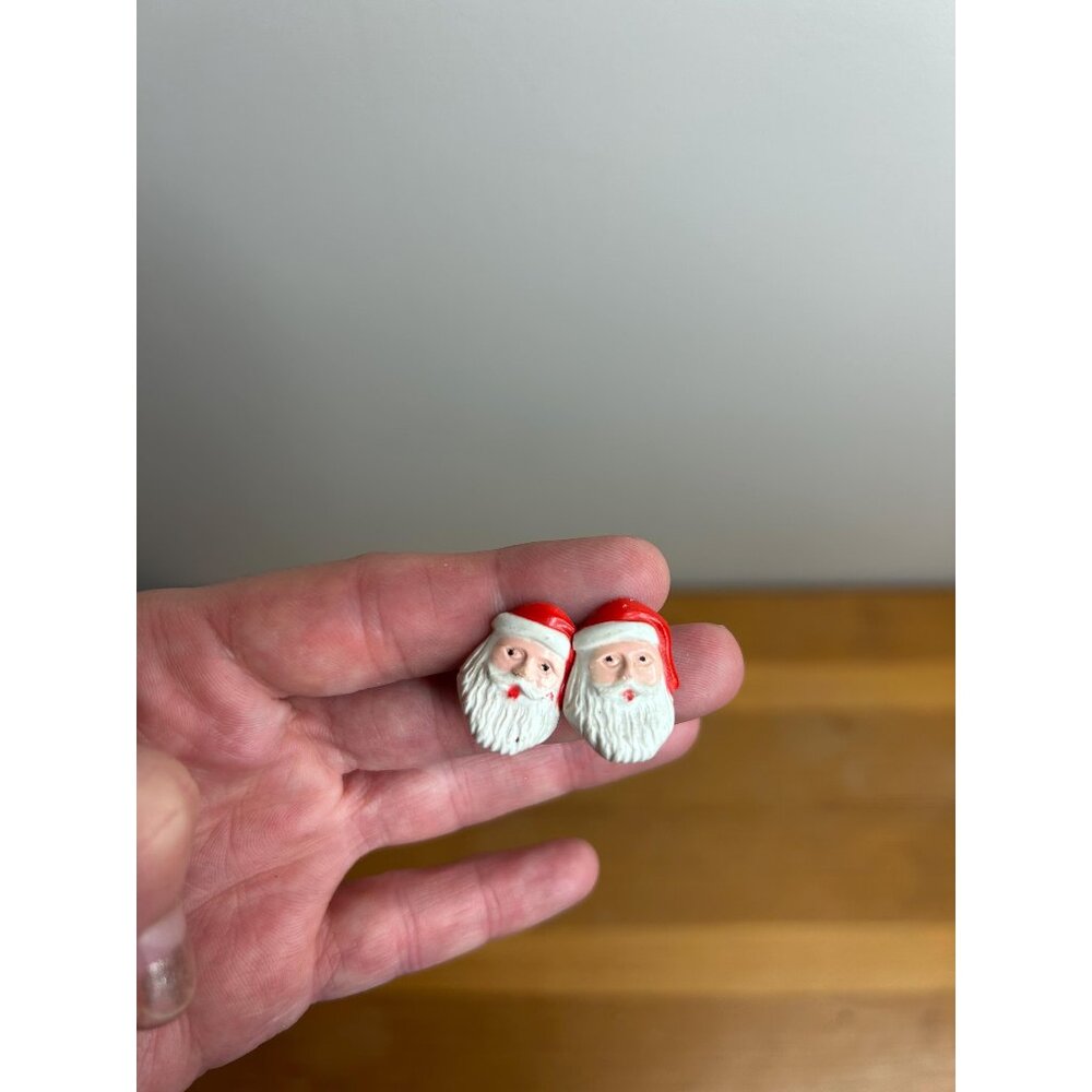 Vintage clip screw on Santa earrings